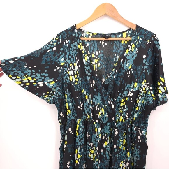 Torrid Midi Dress Flutter Sleeve Ruffles Pockets Abstract Party Wedding 2X - Picture 5 of 15